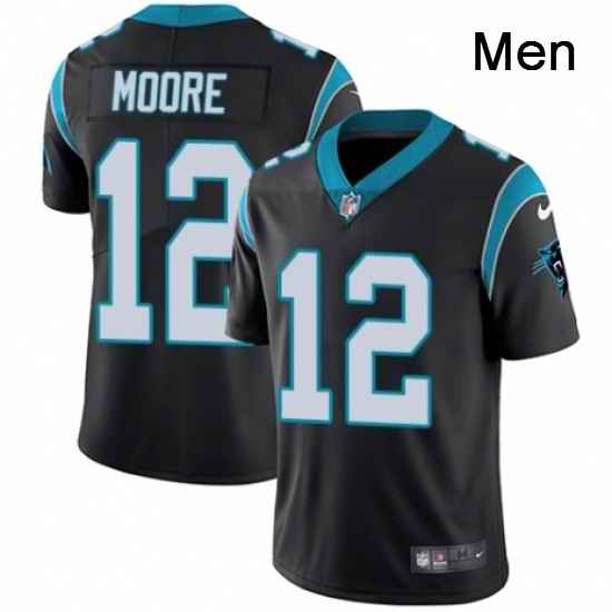 Mens Nike Carolina Panthers 12 DJ Moore Black Team Color Vapor Untouchable Limited Player NFL Jersey